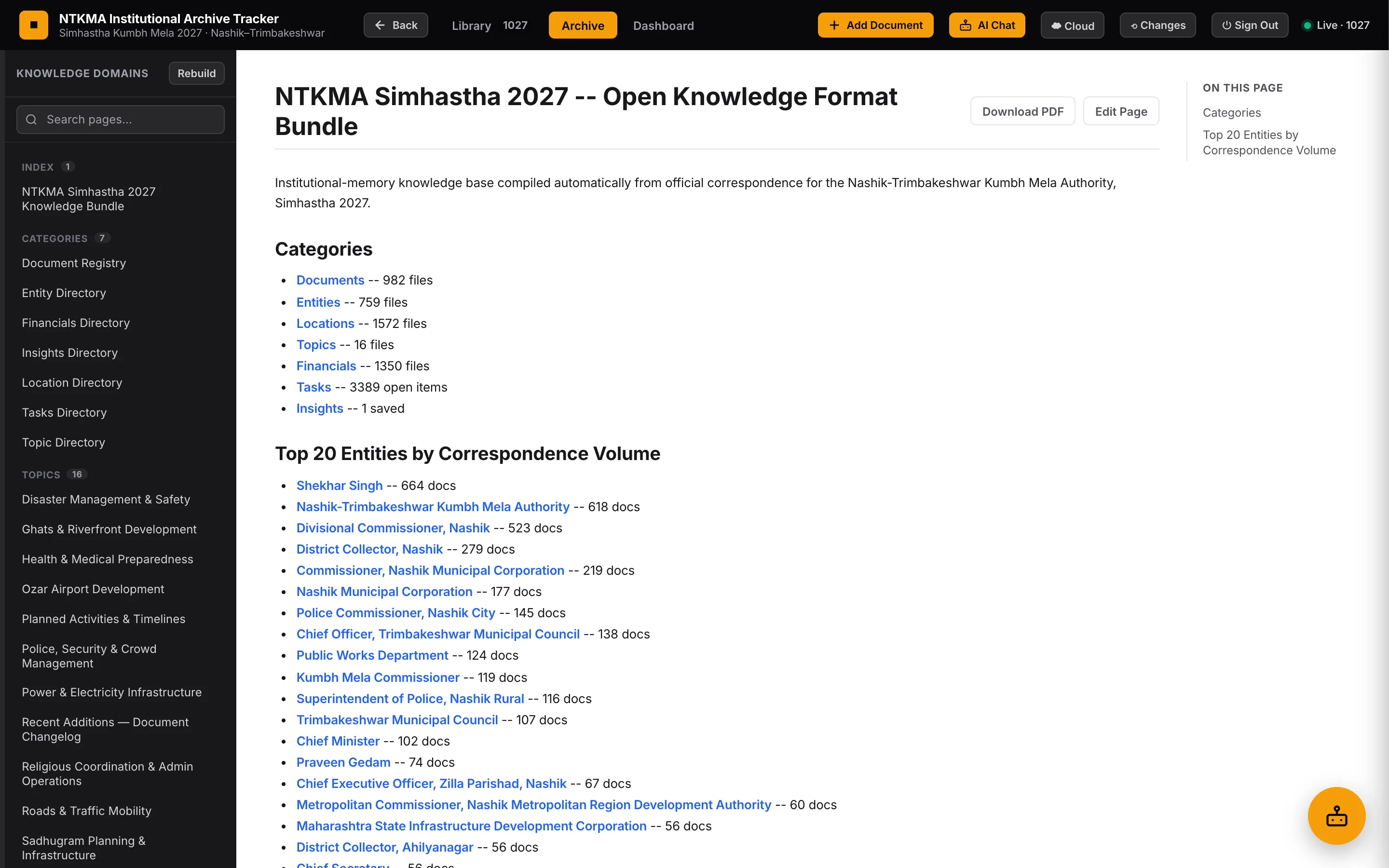 Archive screen of the NTKMA Archive Tracker