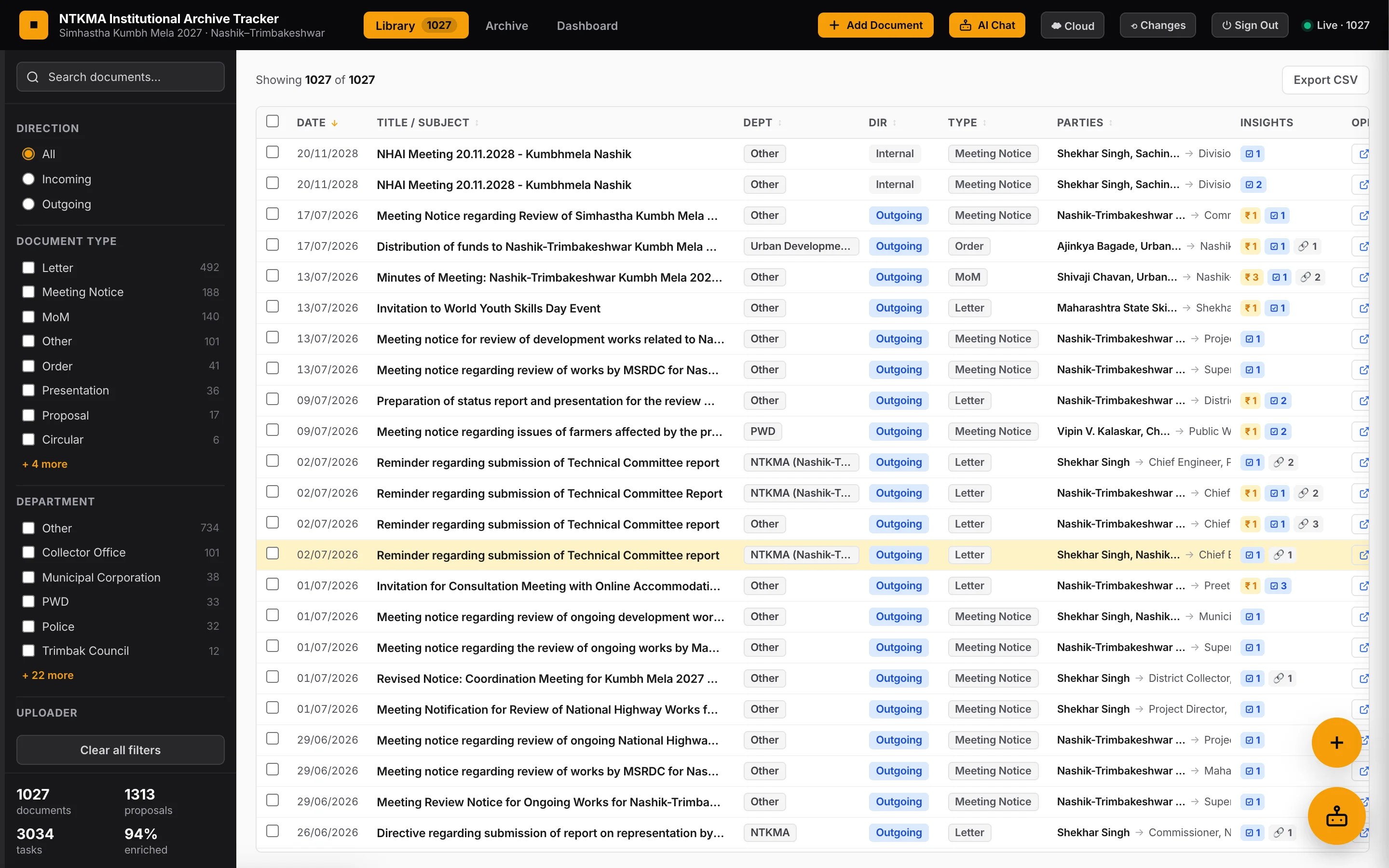 Library screen of the NTKMA Archive Tracker